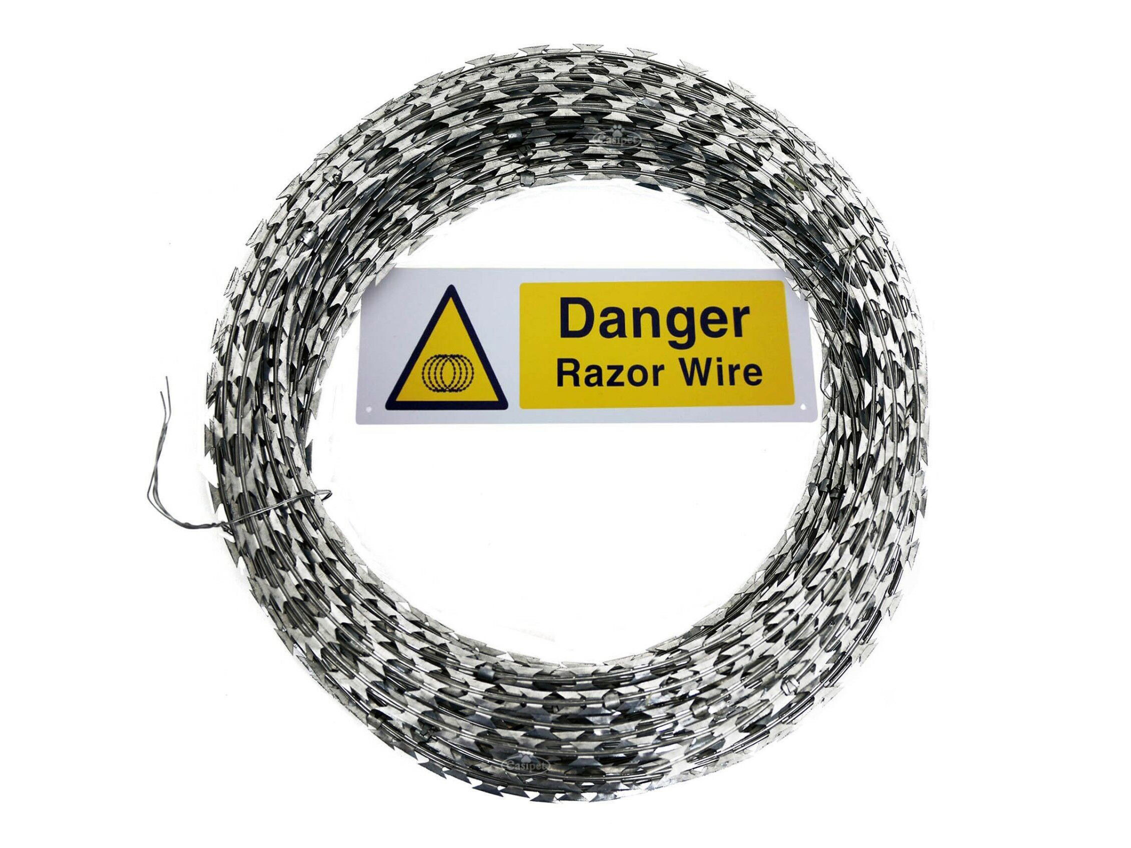 9-razor wire coil med varningsskylt packad i kartong